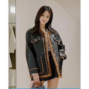 Korea Black and Brown Shearing Jacket Coat